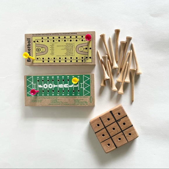 Set of 3 Basketball/Football Pegboard Wooden Games - Picture 1 of 16